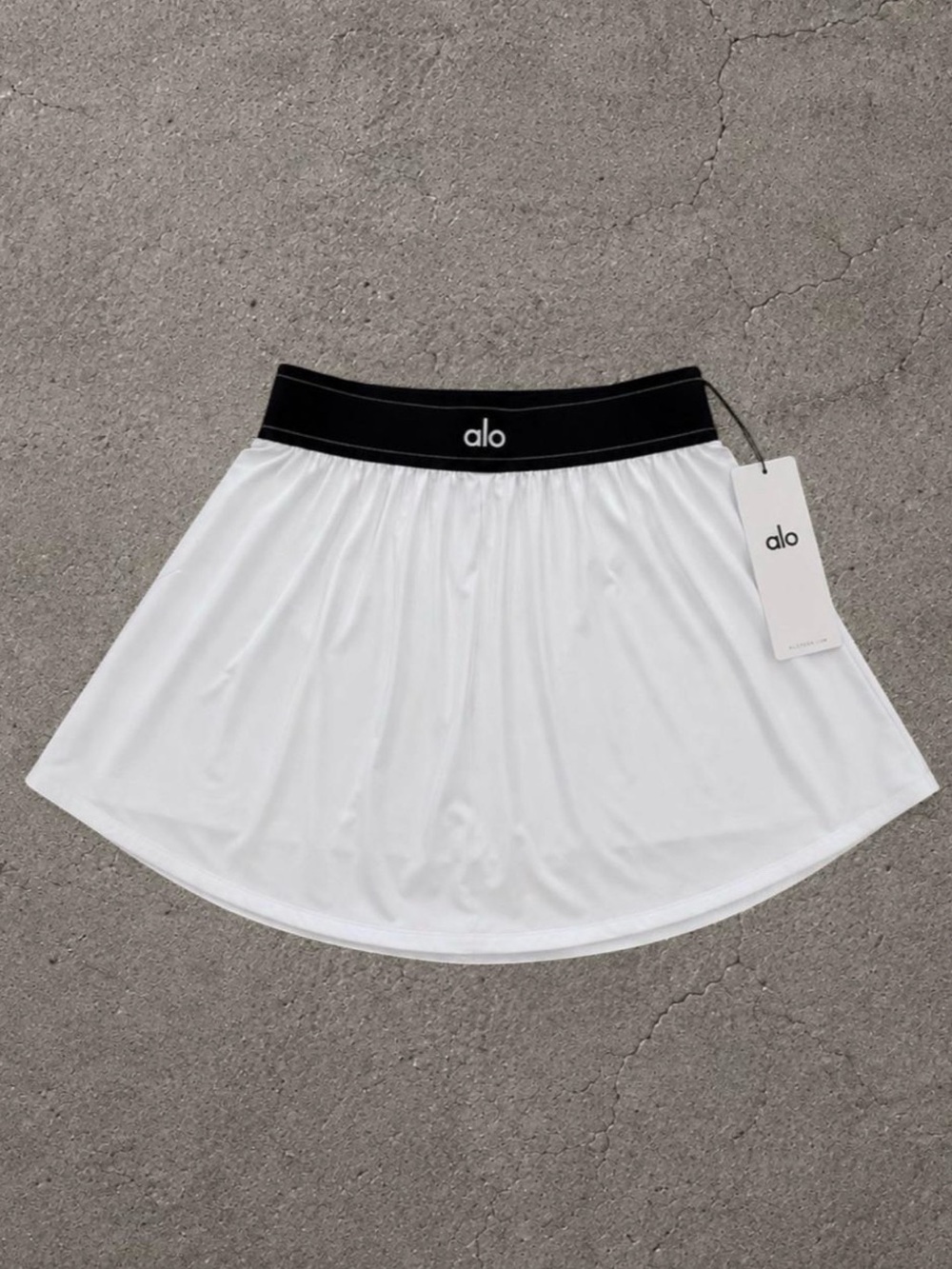 Alo Match Point White Skirt with Black Waistband